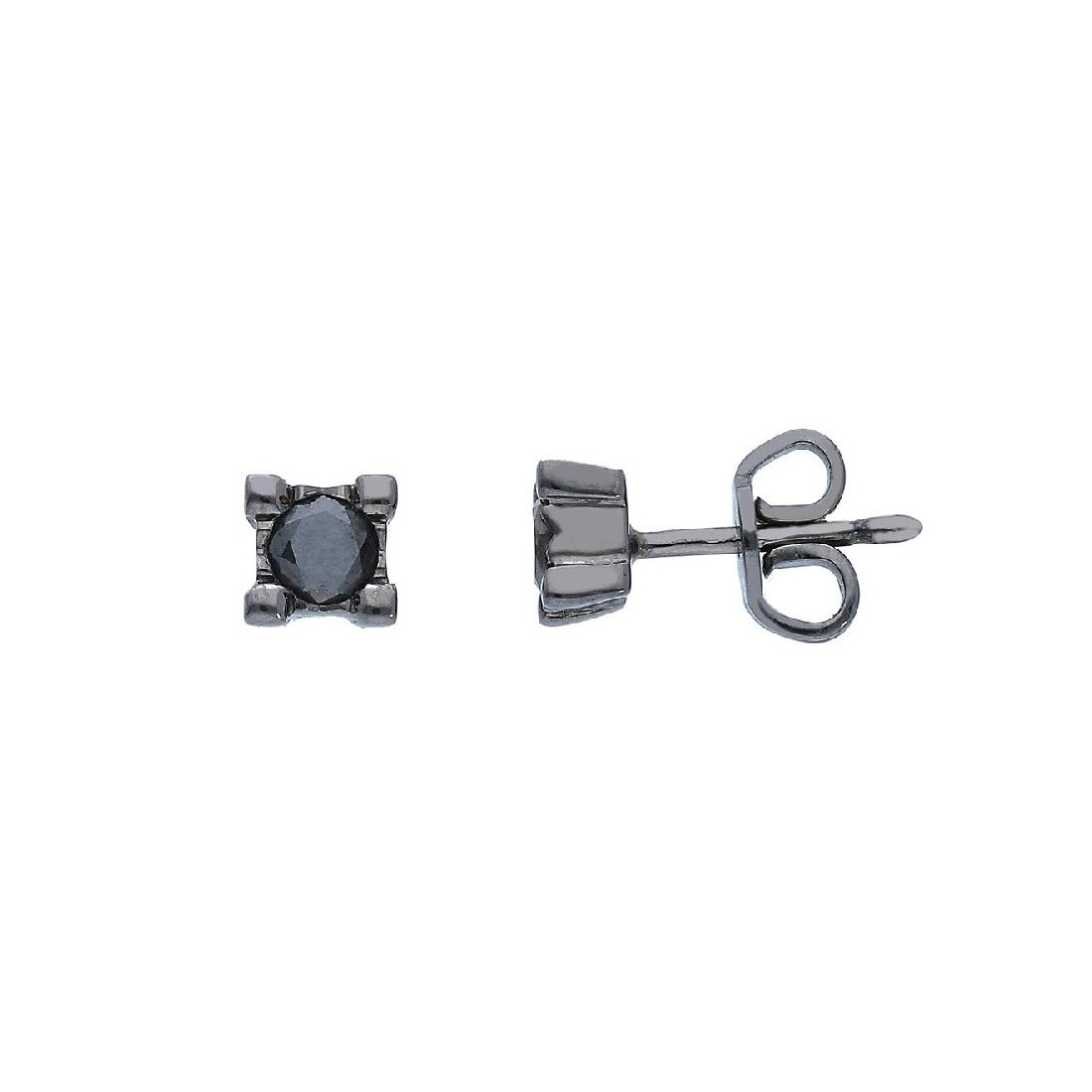 Orecchini punto luce in oro brunito 750/°°° e diamante black