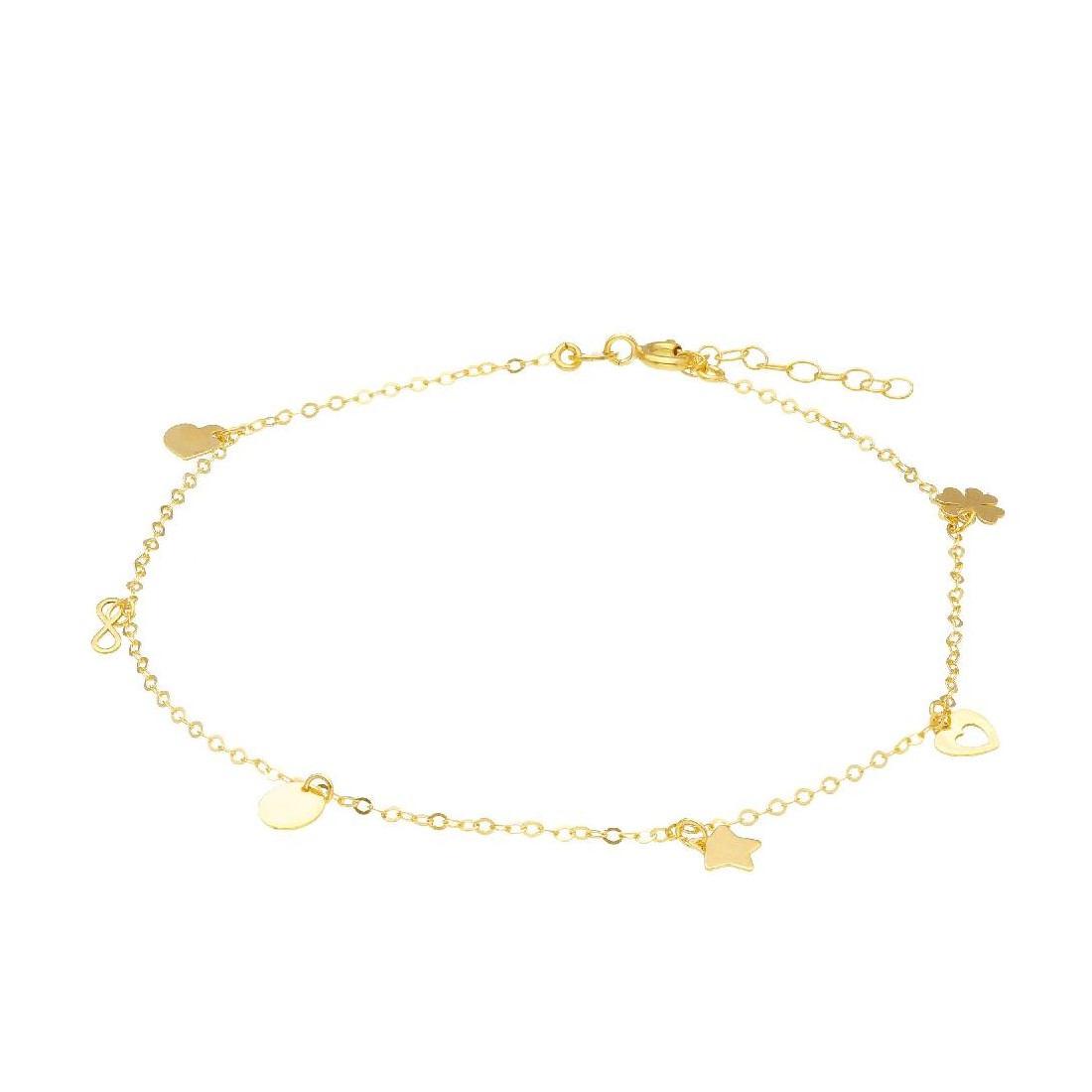 Cavigliera in oro giallo 375/ooo con charms