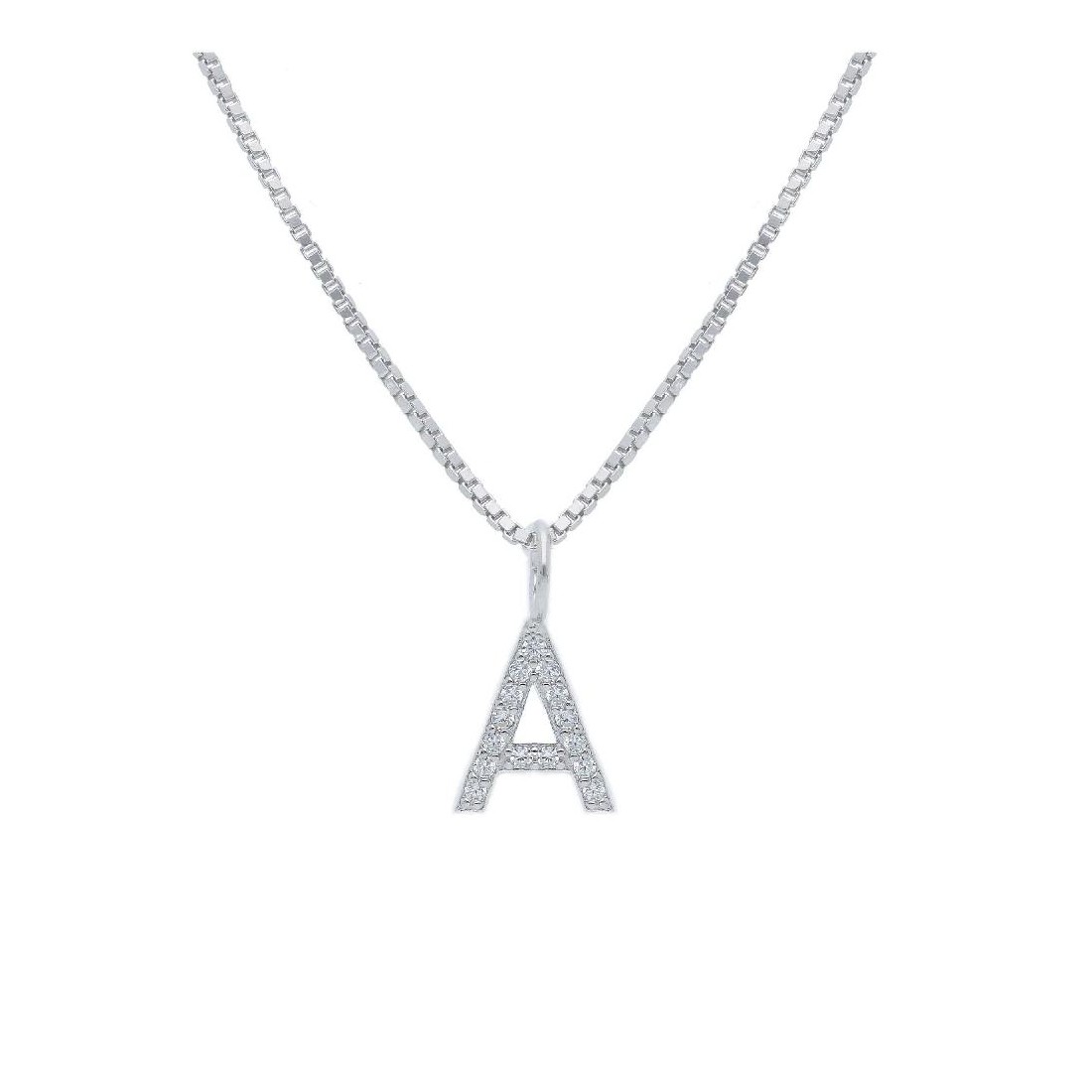 Girocollo in argento 925/°°° e zirconia cubica con iniziale