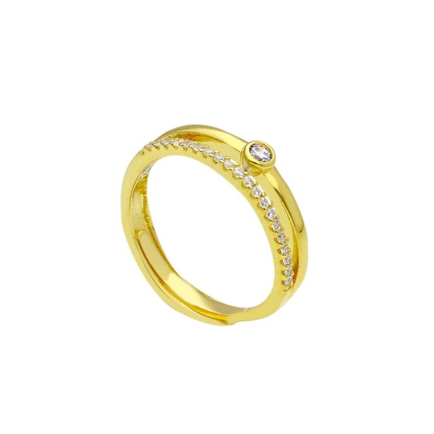 Anello in argento dorato 925/ooo e zirconia cubica