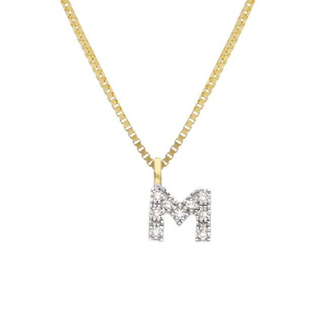 Girocollo in oro giallo 375/°°° e diamante con iniziale