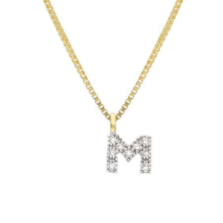 Girocollo in oro giallo 375/°°° e diamante con iniziale