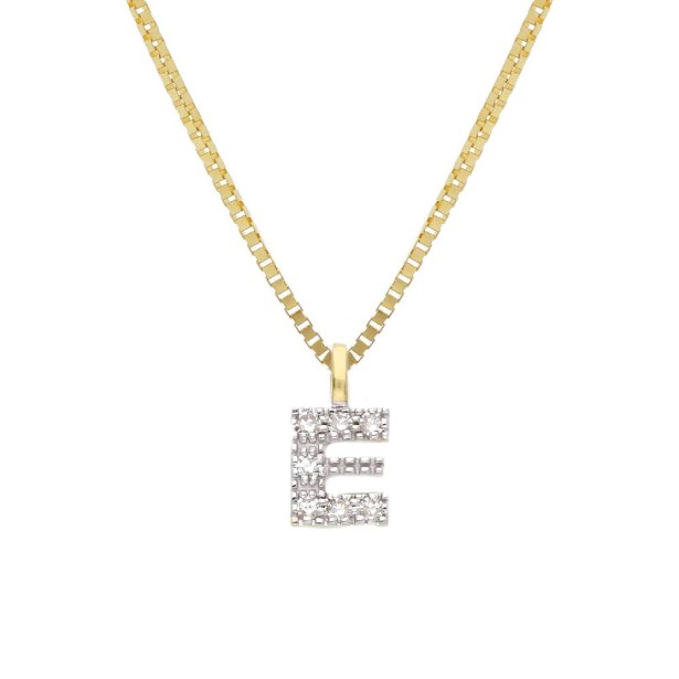 Girocollo in oro giallo 375/°°° e diamante con iniziale