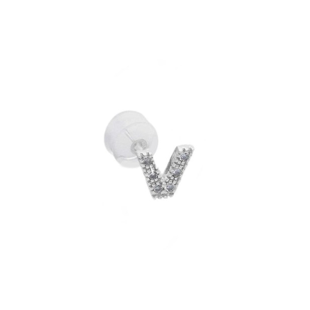 Mono orecchino in oro bianco 375/°°° e diamante con iniziale