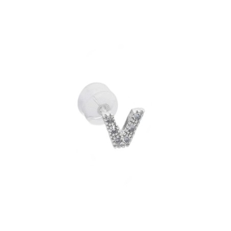 Mono orecchino in oro bianco 375/°°° e diamante con iniziale