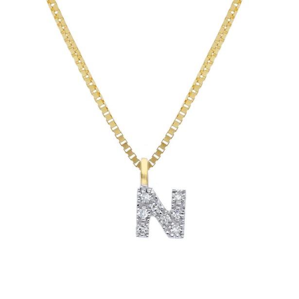 Girocollo in oro giallo 375/°°° e diamante con iniziale