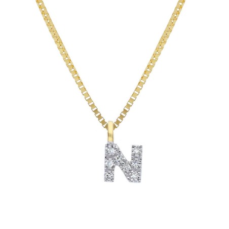 Girocollo in oro giallo 375/°°° e diamante con iniziale