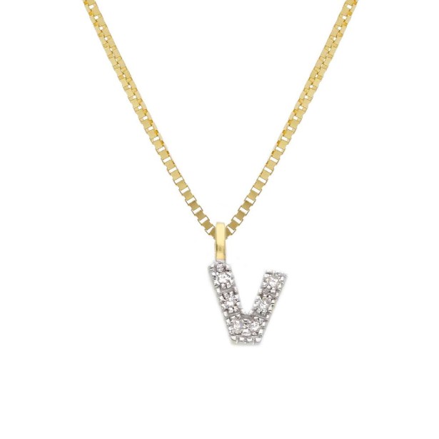 Girocollo in oro giallo 375/°°° e diamante con iniziale