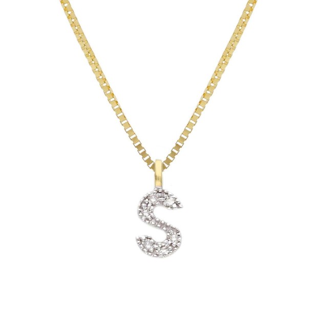 Girocollo in oro giallo 375/°°° e diamante con iniziale