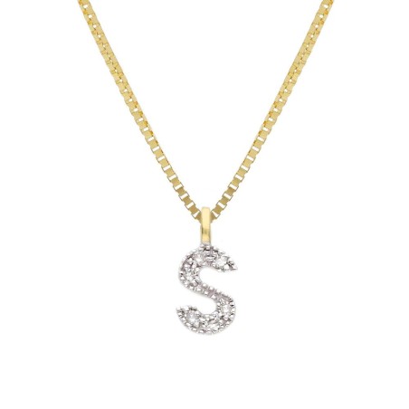 Girocollo in oro giallo 375/°°° e diamante con iniziale