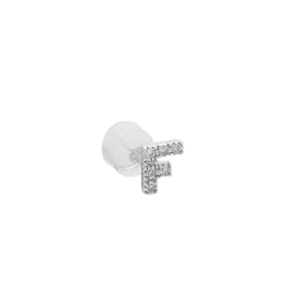 Mono orecchino in oro bianco 375/°°° e diamante con iniziale