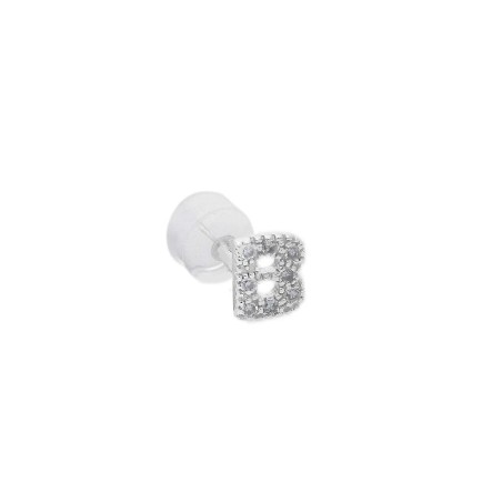 Mono orecchino in oro bianco 375/°°° e diamante con iniziale