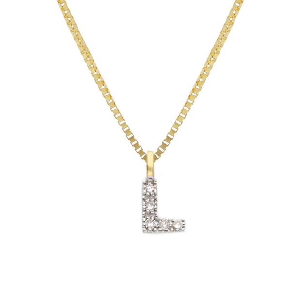 Girocollo in oro giallo 375/°°° e diamante con iniziale