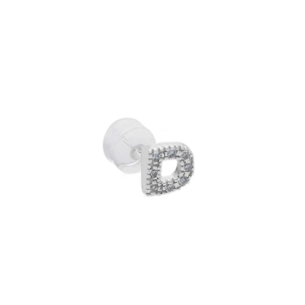 Mono orecchino in oro bianco 375/°°° e diamante con iniziale