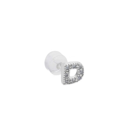 Mono orecchino in oro bianco 375/°°° e diamante con iniziale