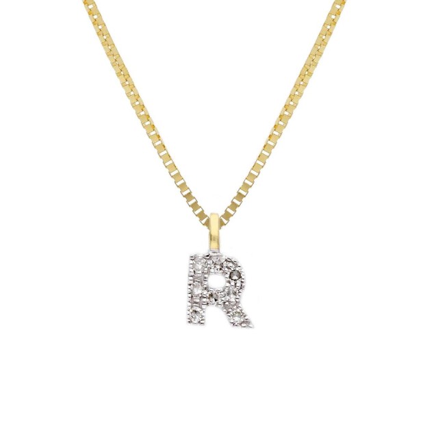 Girocollo in oro giallo 375/°°° e diamante con iniziale