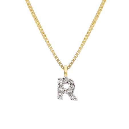 Girocollo in oro giallo 375/°°° e diamante con iniziale