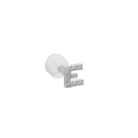 Mono orecchino in oro bianco 375/°°° e diamante con iniziale