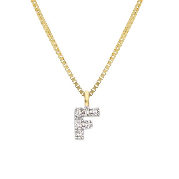 Girocollo in oro giallo 375/°°° e diamante con iniziale