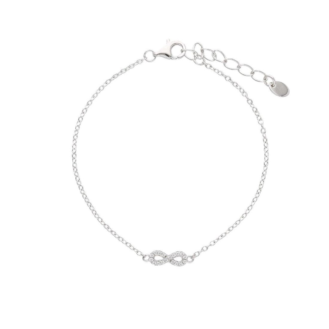Bracciale in argento 925/ooo e zirconia cubica con infinito