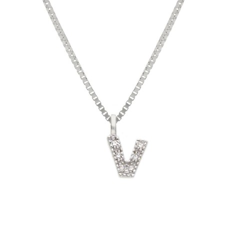 Girocollo in oro bianco 375/°°° e diamante con iniziale