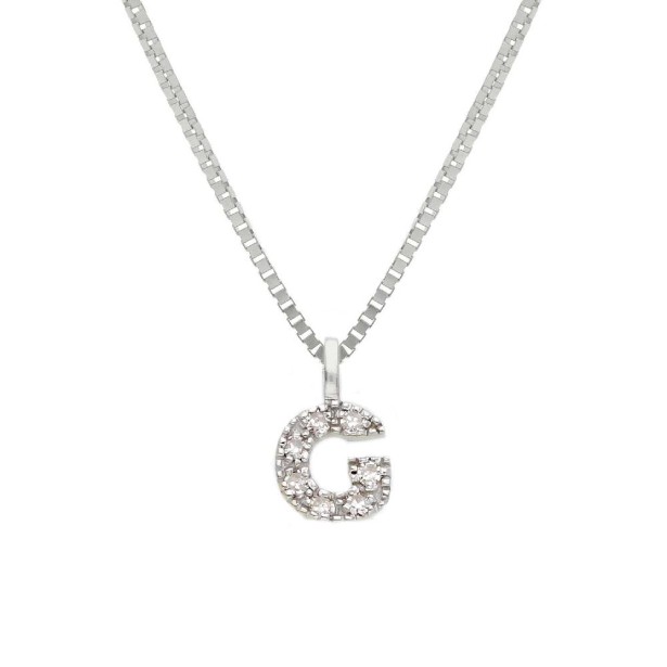 Girocollo in oro bianco 375/°°° e diamante con iniziale