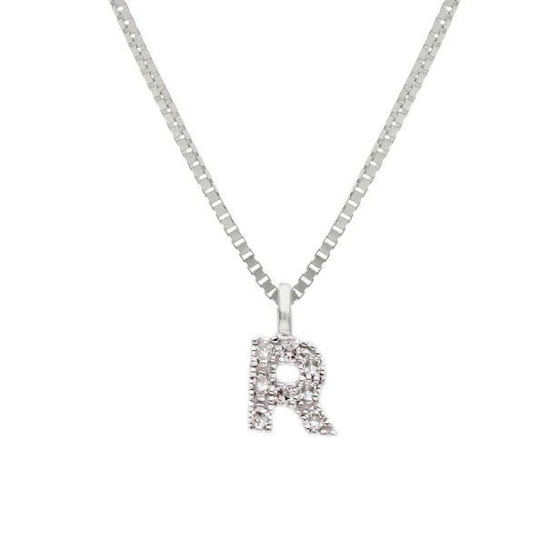 Girocollo in oro bianco 375/°°° e diamante con iniziale
