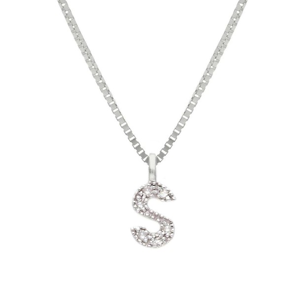 Girocollo in oro bianco 375/°°° e diamante con iniziale