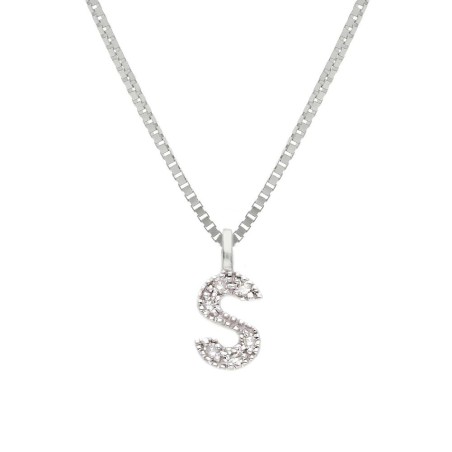 Girocollo in oro bianco 375/°°° e diamante con iniziale