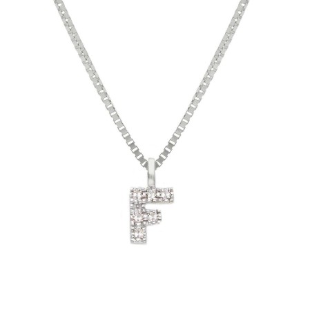 Girocollo in oro bianco 375/°°° e diamante con iniziale