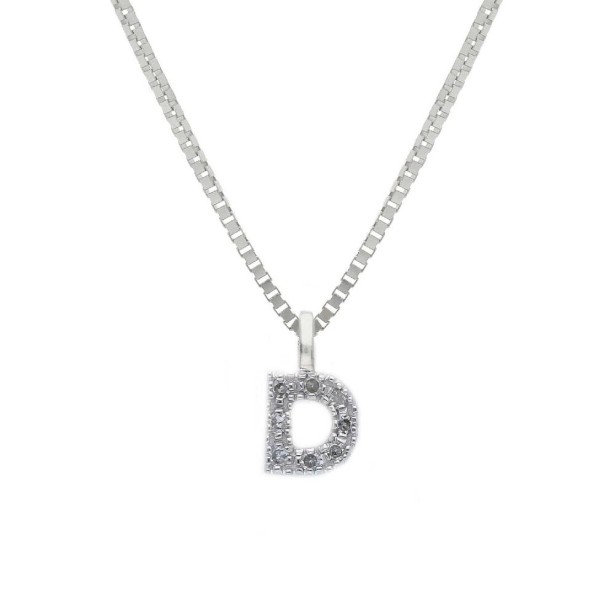 Girocollo in oro bianco 375/°°° e diamante con iniziale