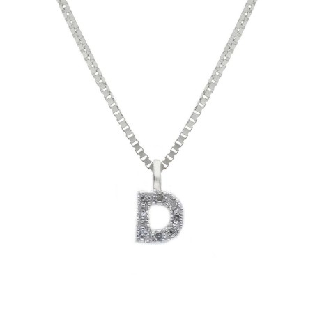 Girocollo in oro bianco 375/°°° e diamante con iniziale