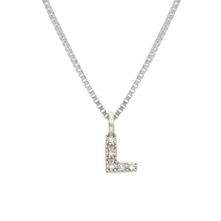 Girocollo in oro bianco 375/°°° e diamante con iniziale