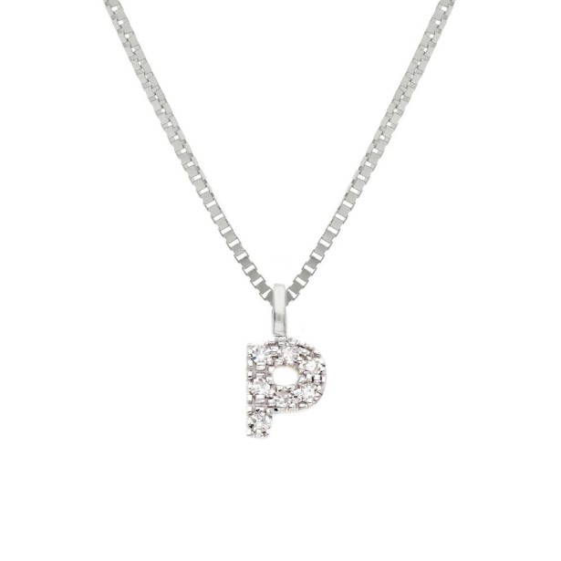 Girocollo in oro bianco 375/°°° e diamante con iniziale