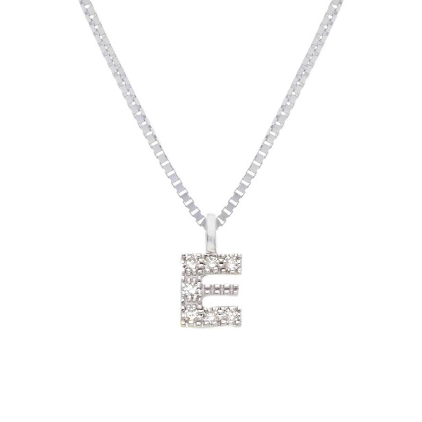 Girocollo in oro bianco 375/°°° e diamante con iniziale