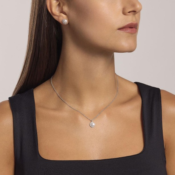 MABINA 553730 - Girocollo in argento 925/°°° perla coltivata e zirconi