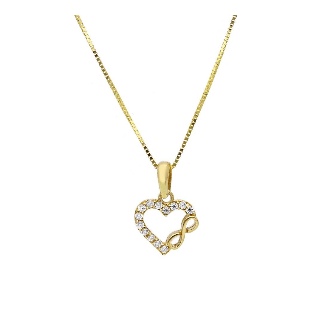 Girocollo in oro giallo 375/ooo e zirconia cubica con cuore