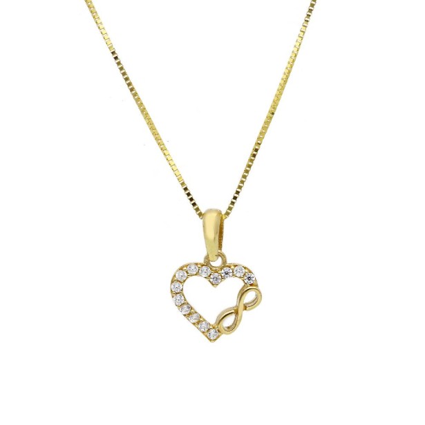 Girocollo in oro giallo 375/ooo e zirconia cubica con cuore
