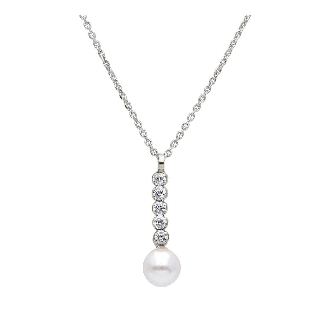 Girocollo in argento 925/ooo zirconia cubica e perla