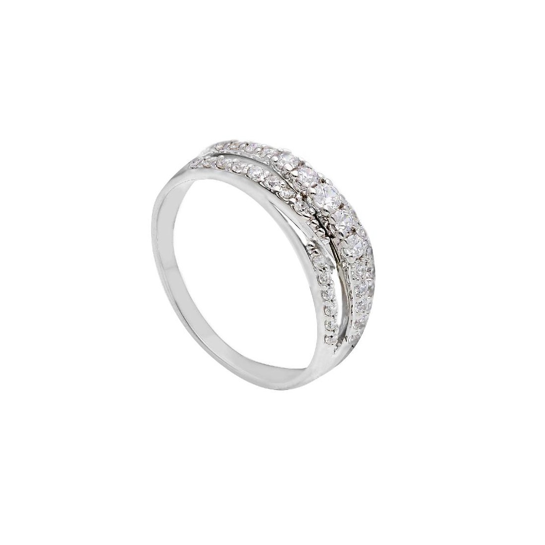Anello in oro bianco 375/ooo e zirconia cubica