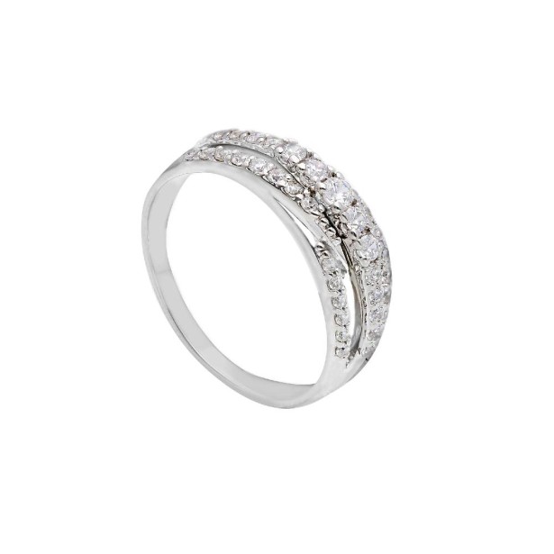 Anello in oro bianco 375/ooo e zirconia cubica