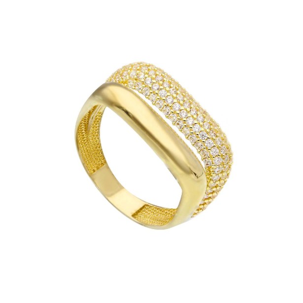 Anello in oro giallo 375/°°° e zirconia cubica