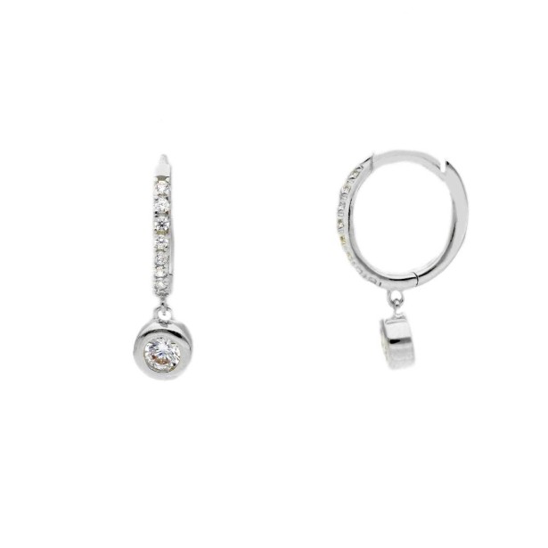 Orecchini pendenti in oro bianco 375/ooo e zirconia cubica