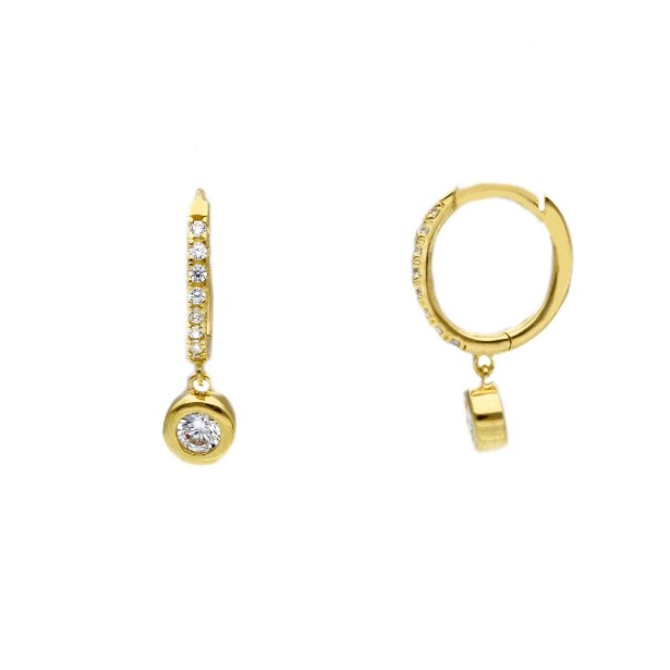 Orecchini pendenti in oro giallo 375/ooo e zirconia cubica