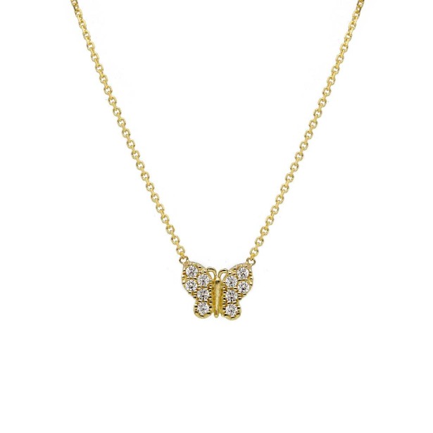 Girocollo in oro giallo 375/ooo e zirconia cubica con farfalla