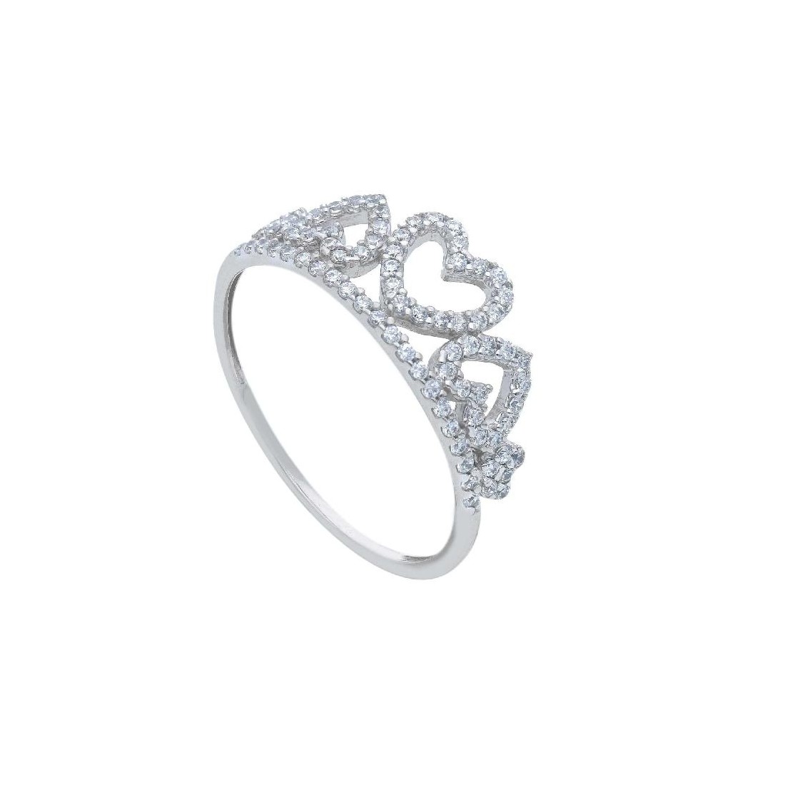 Anello in oro bianco 375/°°° e zirconia cubica con