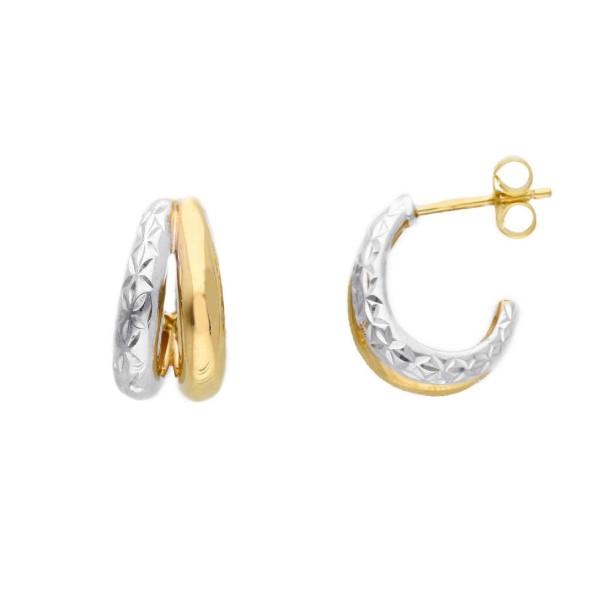 Orecchini lobo in oro giallo e bianco 375/ooo