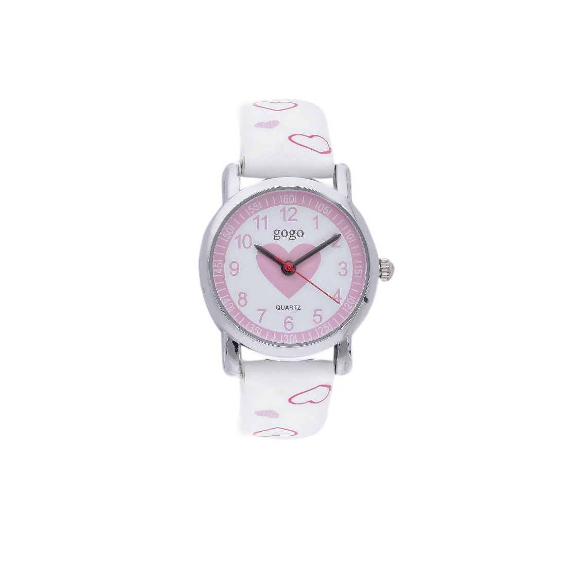 Orologio in metallo e gomma con cuori