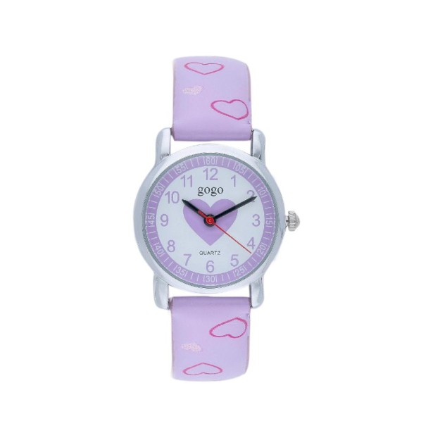 Orologio in metallo e gomma con cuori