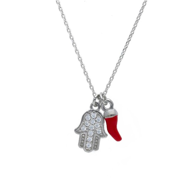 Girocollo in argento 925/ooo smalto e zirconia cubica con charms